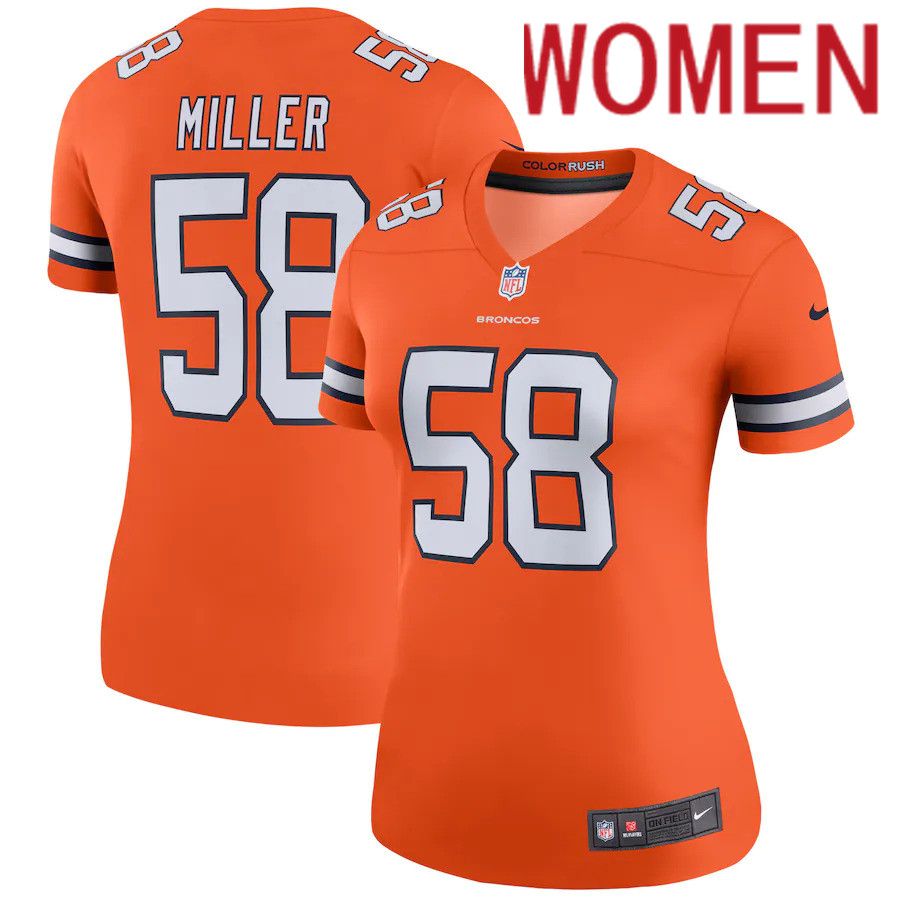 Women Denver Broncos 58 Von Miller Nike Orange Color Rush Legend NFL Jersey